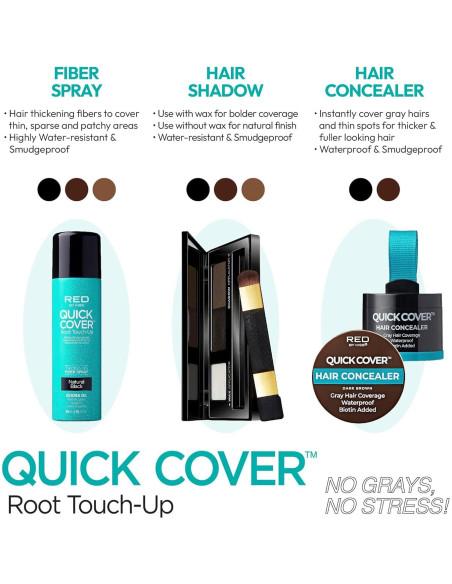 Cubierta Rápida para Cabello Red by Kiss - Marrón Oscuro, Biotina