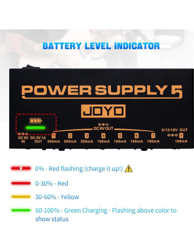 JOYO Fuente de Alimentación Recargable 4400mAh 8 Salidas JP-05