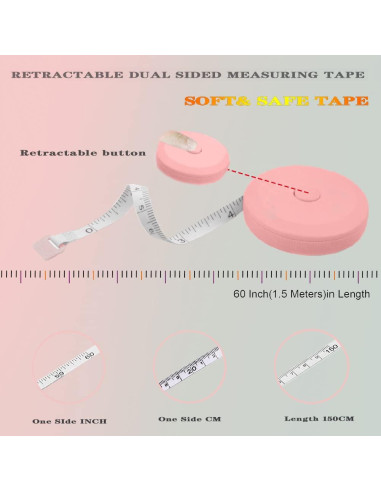 Paquete de 2 cintas métricas retráctiles BrainKer 150 cm