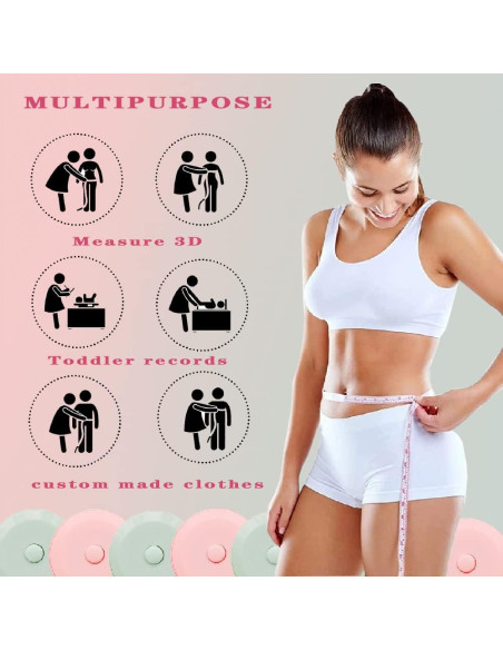 Paquete de 2 cintas métricas retráctiles BrainKer 150 cm