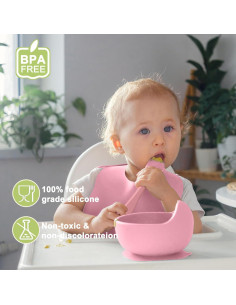 Juego de Alimentación de Silicona Munlinder Rosa 8 Piezas 2