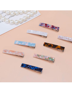 Pinzas para el cabello acrílicas BETO - 8 piezas con patrón mármol 2