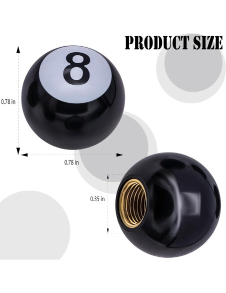 4 Tapones de Válvula de Neumático MEAJOO Estilo Bola 8 Negro