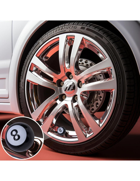 4 Tapones de Válvula de Neumático MEAJOO Estilo Bola 8 Negro