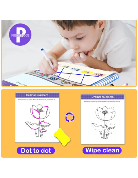 Cuaderno de Matemáticas Preescolar HOQEEWIPE 60 Páginas