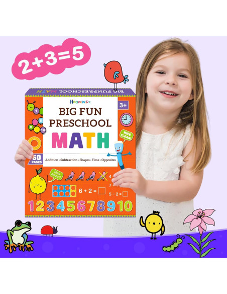 Cuaderno de Matemáticas Preescolar HOQEEWIPE 60 Páginas