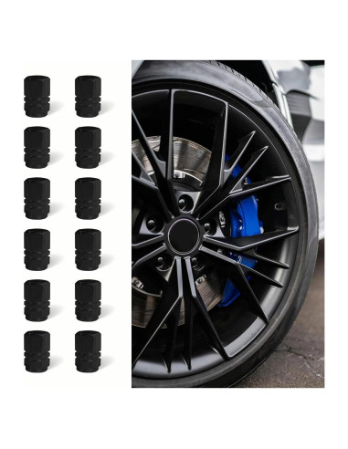 12 Tapones de Válvula de Neumático HEVLE Aluminio Anodizado Negro