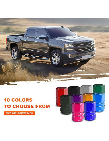 12 Tapones de Válvula de Neumático HEVLE Aluminio Anodizado Negro