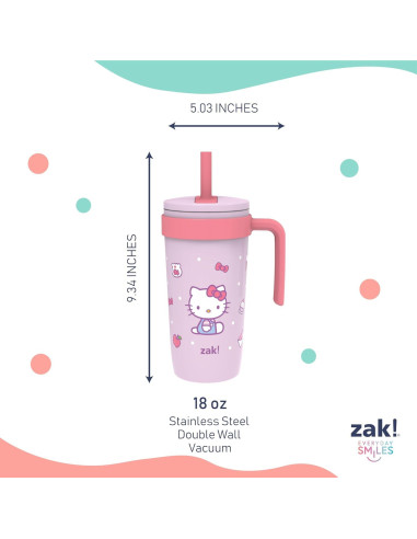 Taza de Viaje Zak Designs Hello Kitty 532ml Acero Inoxidable