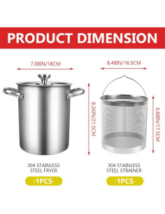 Olla de Freír Profunda LNQ LUNIQI 2 en 1 Acero Inoxidable 2