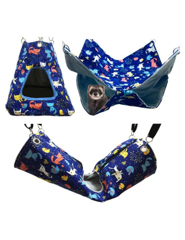 Conjunto de Accesorios para Jaula de Hurones FULUE - Hamaca, Tienda y Túnel