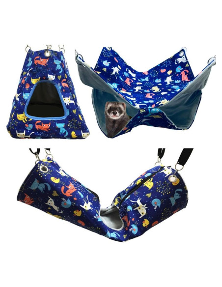 Conjunto de Accesorios para Jaula de Hurones FULUE - Hamaca, Tienda y Túnel Conjunto de Accesorios para Jaula de Hurones FULUE - Hamaca, Tienda y Túnel