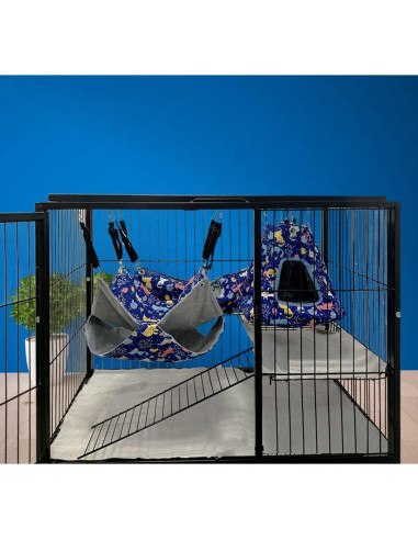 Conjunto de Accesorios para Jaula de Hurones FULUE - Hamaca, Tienda y Túnel