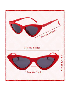 Gafas de sol cat eye vintage PLULON rojas para adultos y niños 2