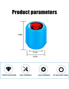 12 Tapas de Válvula de Neumático YALOK Fluorescentes Azul 2