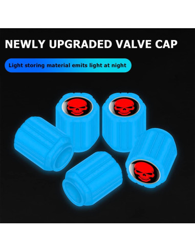 12 Tapas de Válvula de Neumático YALOK Fluorescentes Azul