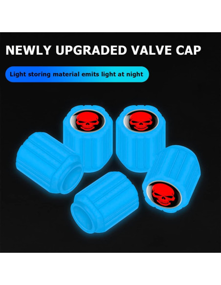 12 Tapas de Válvula de Neumático YALOK Fluorescentes Azul