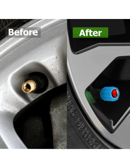 12 Tapas de Válvula de Neumático YALOK Fluorescentes Azul