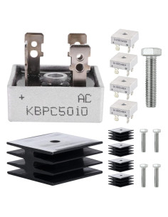 5 Diodos Rectificadores Puente KBPC5010 50A 1000V con Disipador