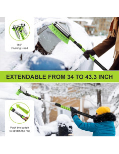 Yougfin Cepillo de Nieve 3 en 1 con Raspador de Hielo 43 cm 2