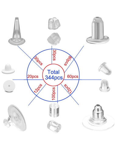 Resortes para Pendientes de Gancho DIYEAR - 344 Piezas de Goma