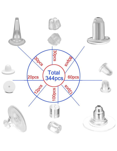 Resortes para Pendientes de Gancho DIYEAR - 344 Piezas de Goma