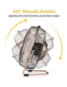 Ventilador de Escritorio USB EasyAcc 12.7 cm Silencioso 2 Velocidades 2