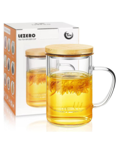Taza Infusora de Té Lezero de Vidrio Borosilicato 450ml