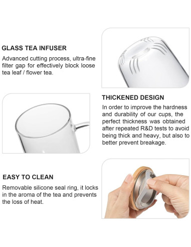 Taza Infusora de Té Lezero de Vidrio Borosilicato 450ml