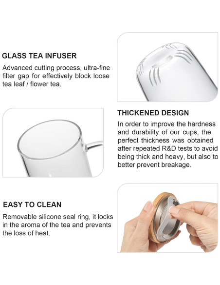 Taza Infusora de Té Lezero de Vidrio Borosilicato 450ml