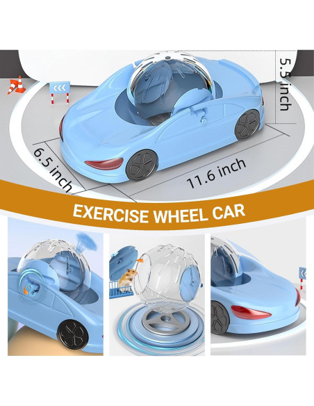 Coche Deportivo para Hámster Nicerice 14.5 cm Azul - 3 Modos