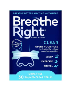 Tiras Nasales Transparentes Breathe Right Pequeñas/Medianas 30 Unidades 2