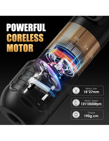 Máquina de Tatuaje Inalámbrica Ambition Seher 2400mAh 6 Golpes