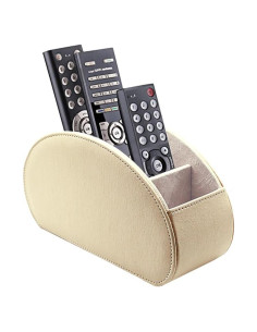Organizador de Control Remoto Fosinz de Cuero Beige 5 Compartimentos