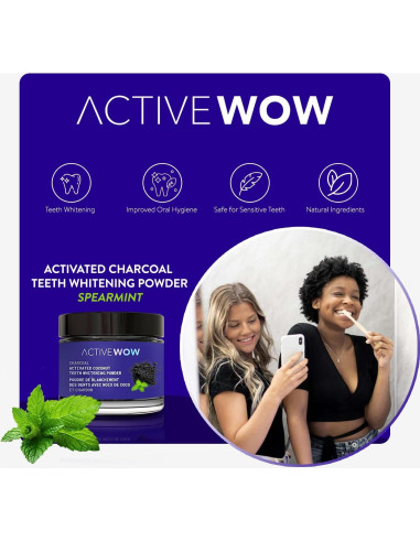 Polvo de Carbón Activado de Coco Active Wow 20g - Menta