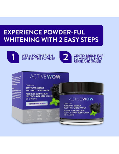 Polvo de Carbón Activado de Coco Active Wow 20g - Menta