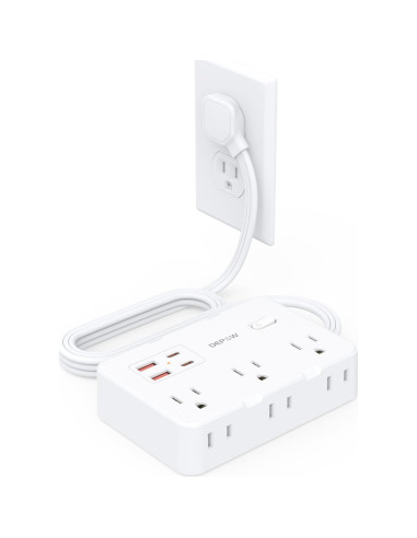 Regleta de Protección DEPOW 3 PIES 6 Salidas AC 4 USB Blanca