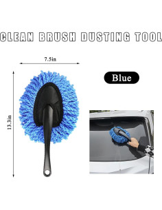 Cepillo de Limpiar Tablero de Auto KVAEY Microfibra Azul 2