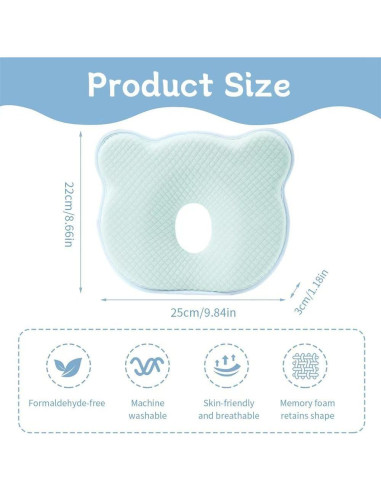 Almohada de Espuma de Memoria Cococu para Bebé Azul