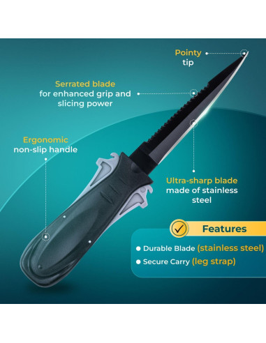 Cuchillo de Buceo Diximus DX-DiveKnife con Funda y Correa