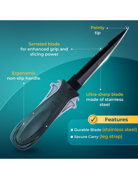 Cuchillo de Buceo Diximus DX-DiveKnife con Funda y Correa