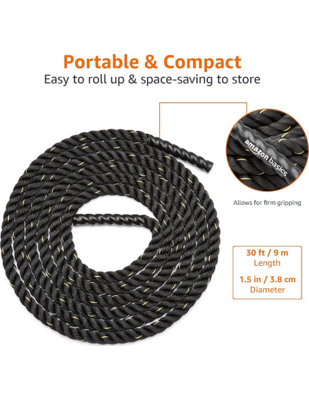 Cuerda de Batalla Amazon Basics 1.5" x 9.14m para Ejercicio