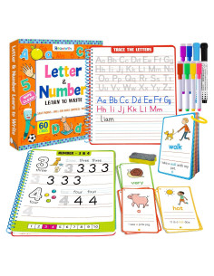 Cuaderno de Trabajo Preescolar HOQEEWIPE - 60 Tarjetas Reutilizables