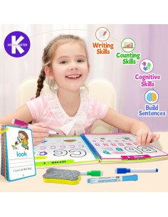 Cuaderno de Trabajo Preescolar HOQEEWIPE - 60 Tarjetas Reutilizables 2