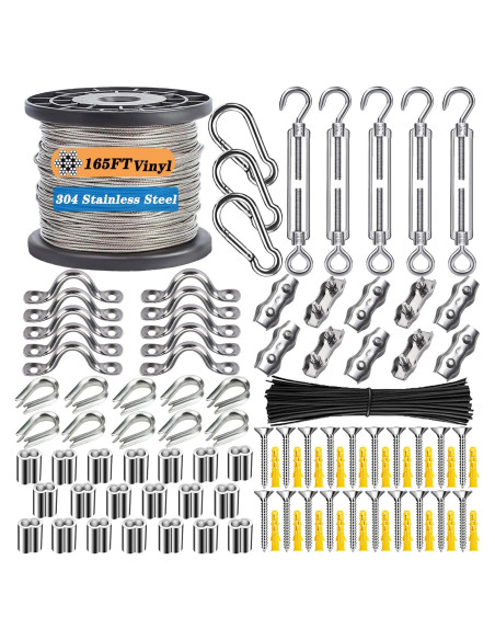 Kit de Cable de Acero Inoxidable 50m BRISBONN con Tensores M5