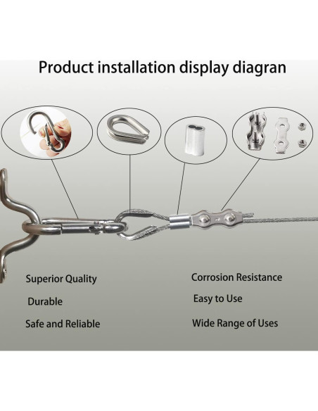 Kit de Cable de Acero Inoxidable 50m BRISBONN con Tensores M5