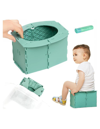 Asiento de Inodoro Portátil Plegable para Niños Pequeños Verde
