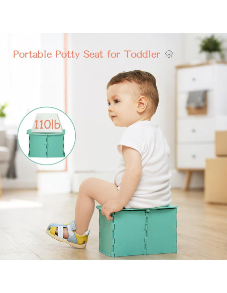 Asiento de Inodoro Portátil Plegable para Niños Pequeños Verde