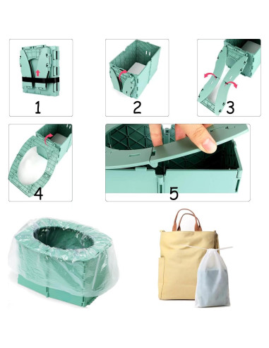 Asiento de Inodoro Portátil Plegable para Niños Pequeños Verde