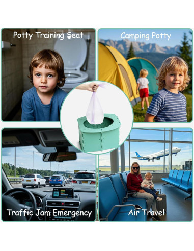 Asiento de Inodoro Portátil Plegable para Niños Pequeños Verde
